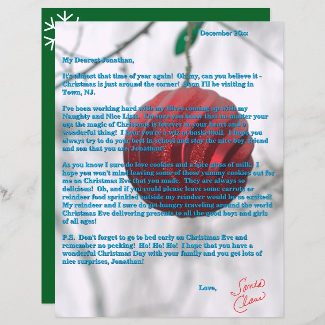 Letters from Santa Tweens Red Ornament Green (Vorne/Hinten)