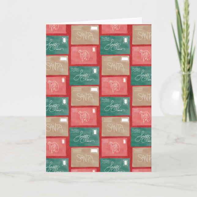 Letters to Santa Watercolor Holiday Card  Karte (Vorderseite)