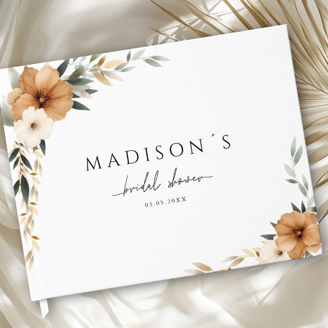 Letters to the Bride - Boho Bridal Shower Gästebuch (Letters to the Bride! Custom Elegant Modern Copper & Earthy Botanical Bridal Shower Guest Book.)