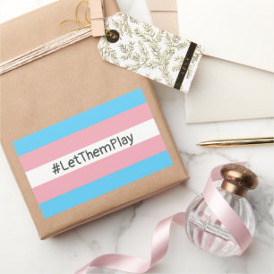 #LetThemPlay Transgender Athleten - Trans-Flagge Rechteckiger Aufkleber