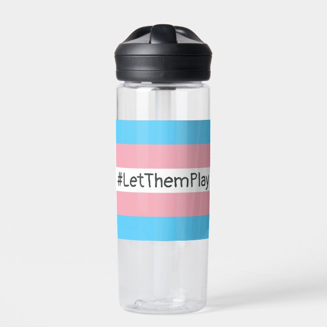 #LetThemPlay Transgender Athleten - Trans-Flagge Trinkflasche (Vorderseite)