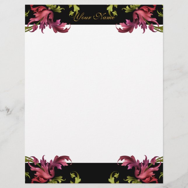 Letthhead, Vintag, schwarzes Gold und Rosa 2 (Vorderseite)