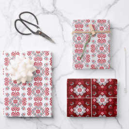 Lettisch Auseklis Folk Art geometrischer Medaillon Geschenkpapier Set