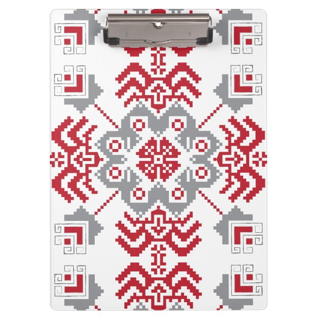 Lettisch Auseklis Folk Art geometrischer Medaillon Klemmbrett (Vorderseite)