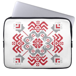 Lettisch Auseklis Folk Art geometrischer Medaillon Laptopschutzhülle