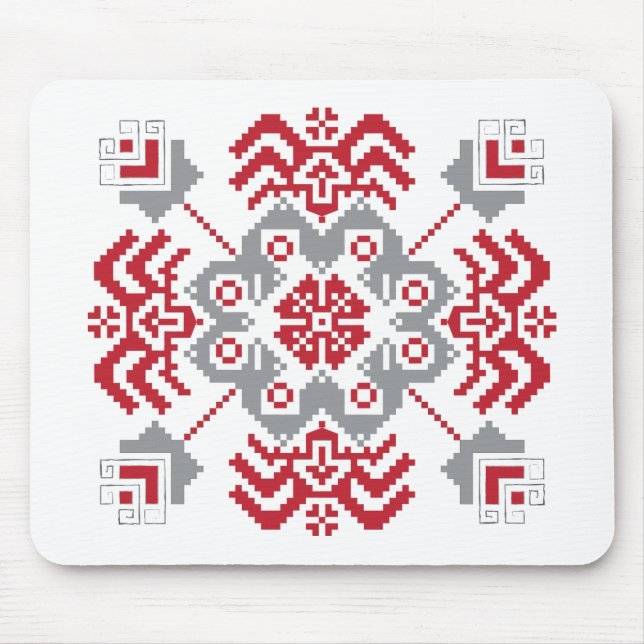 Lettisch Auseklis Folk Art geometrischer Medaillon Mousepad (Vorne)