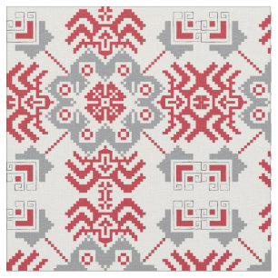 Lettisch Auseklis Folk Art geometrischer Medaillon Stoff