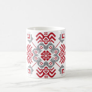 Lettisch Auseklis Folk Art geometrischer Medaillon Tasse
