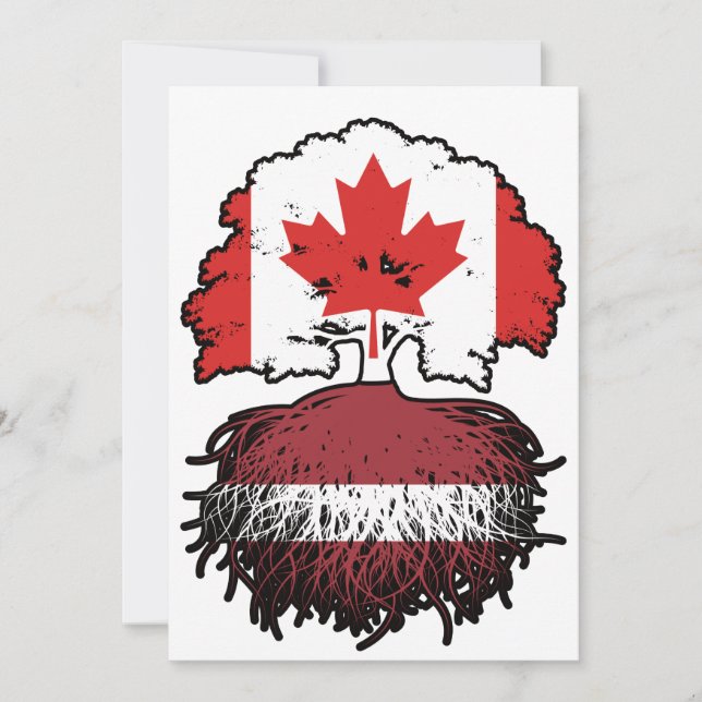 Lettisch Canadian Canada Tree Roots Flag Einladung (Vorderseite)