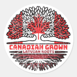Lettisch Canadian Canada Tree Roots Flag Runder Aufkleber