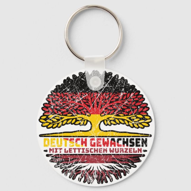 Lettisch Deutsch Baum Wurzel Schlüsselanhänger (Vorderseite)
