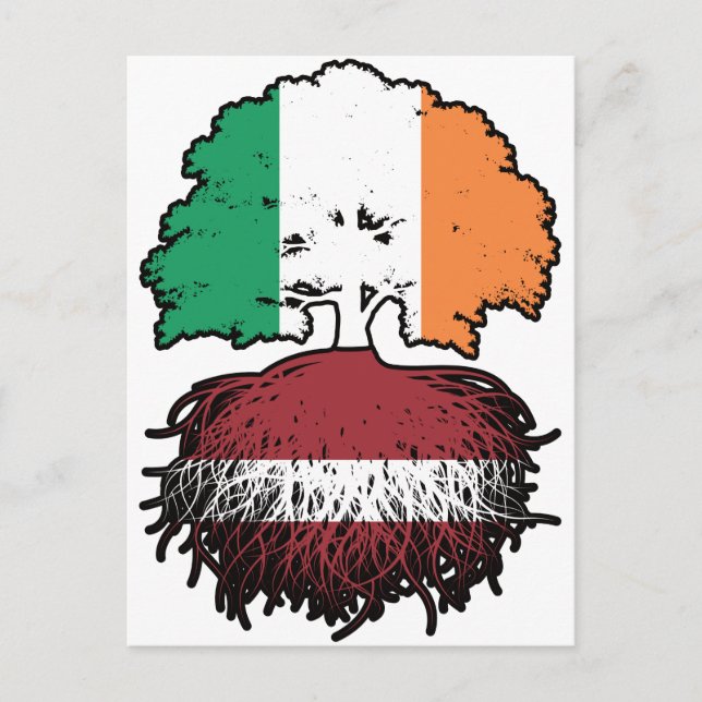 Lettisch Irish Ireland Tree Roots Flag Postkarte (Vorderseite)