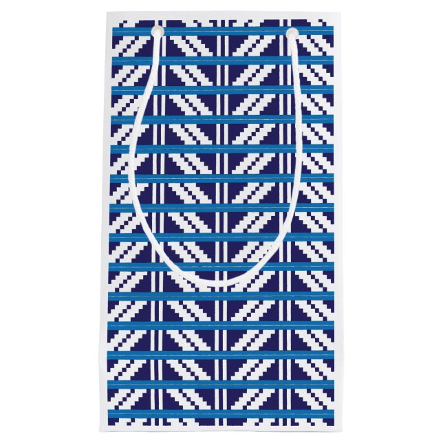 Lettisch-lettische Volkskunst in Blau Kleine Geschenktüte (Vorderseite)