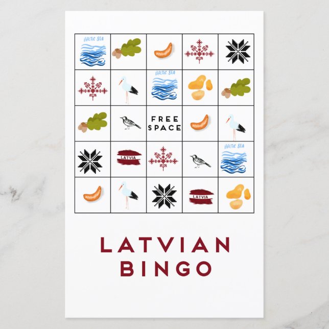 Lettische Bingokarte Version 5 (Vorderseite)