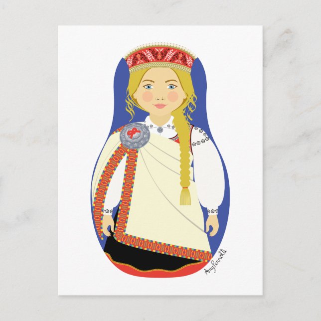 Lettische Blonde Matryoshka Postkarte (Vorderseite)