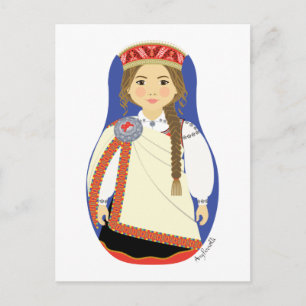 Lettische Brünette Matryoshka Postkarte