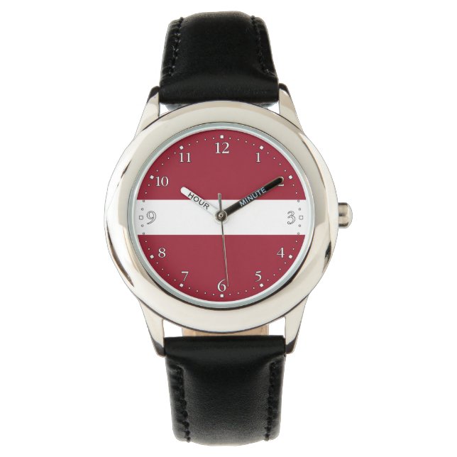 Lettische Flagge Armbanduhr (Vorderseite)