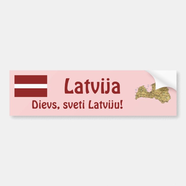 Lettische Flagge + Karte Autoaufkleber (Vorne)