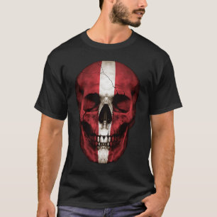 Lettische Flagge Skull Lettische Roots Proud Patri T-Shirt