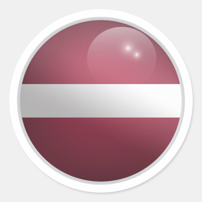 Lettische Glossy Circle Flag Runder Aufkleber (Vorderseite)