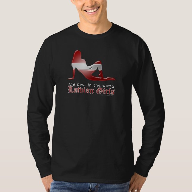 Lettische Mädchen-Silhouette-Flagge T-Shirt (Vorderseite)