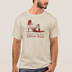 Lettische Mädchen-Silhouette-Flagge T-Shirt