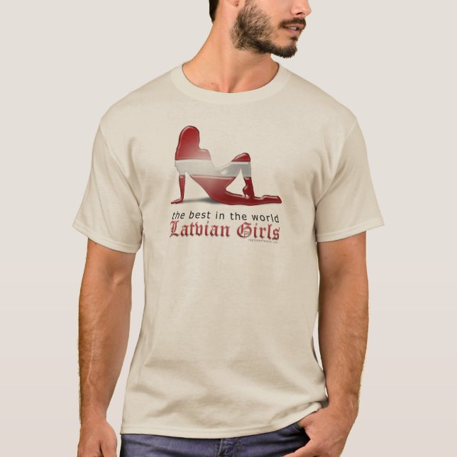 Lettische Mädchen-Silhouette-Flagge T-Shirt (Vorderseite)