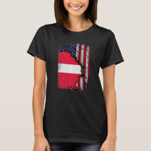 Lettische ROOTS Halbamerikanische Flagge Patriotis T-Shirt