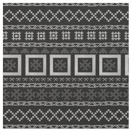 Lettische traditionelle Symbole auf Mudcloth Black Stoff