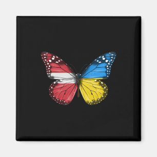 Lettische Ukrainische Flagge Schmetterling Lettlan Magnet