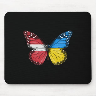 Lettische Ukrainische Flagge Schmetterling Lettlan Mousepad