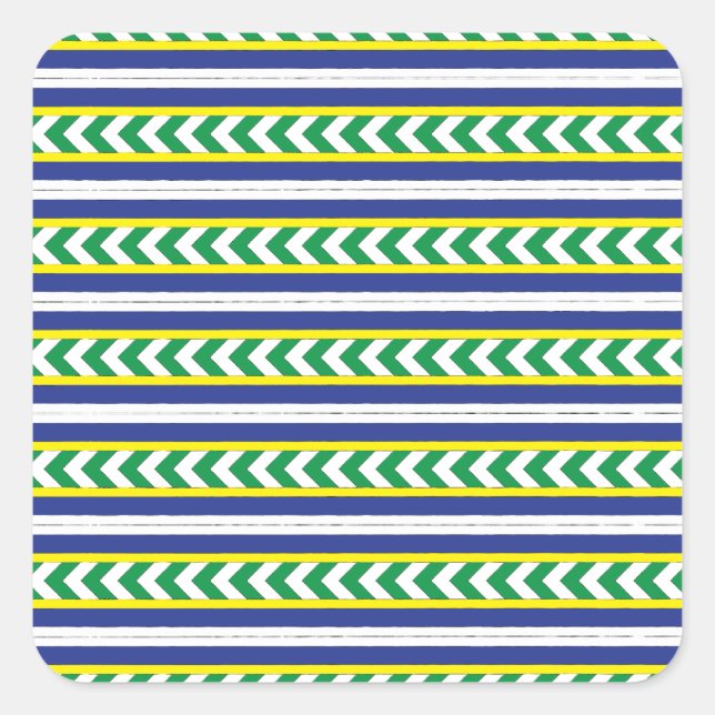 Lettische Volkskunst in Grün und Blau Quadratischer Aufkleber (Vorderseite)