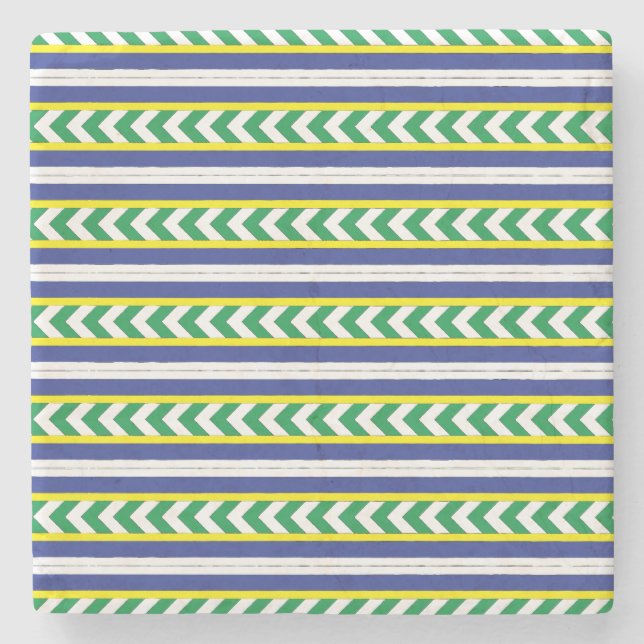 Lettische Volkskunst in Grün und Blau Steinuntersetzer (Vorderseite)