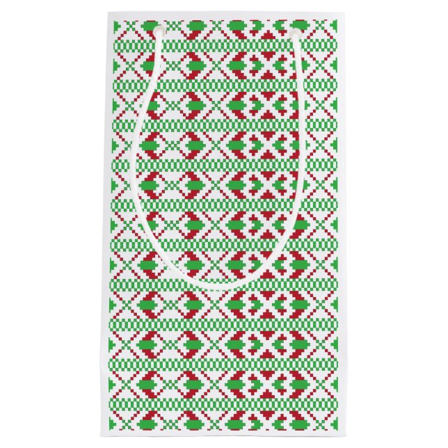 Lettische Volkskunst in Grün und Rot Kleine Geschenktüte (Vorderseite)