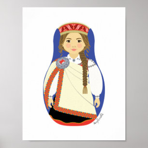 Lettischer Brauner Matryoshka Poster