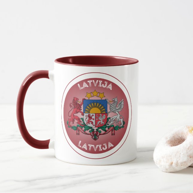 Lettisches Erbe-Emblem Tasse (Mit Donut)