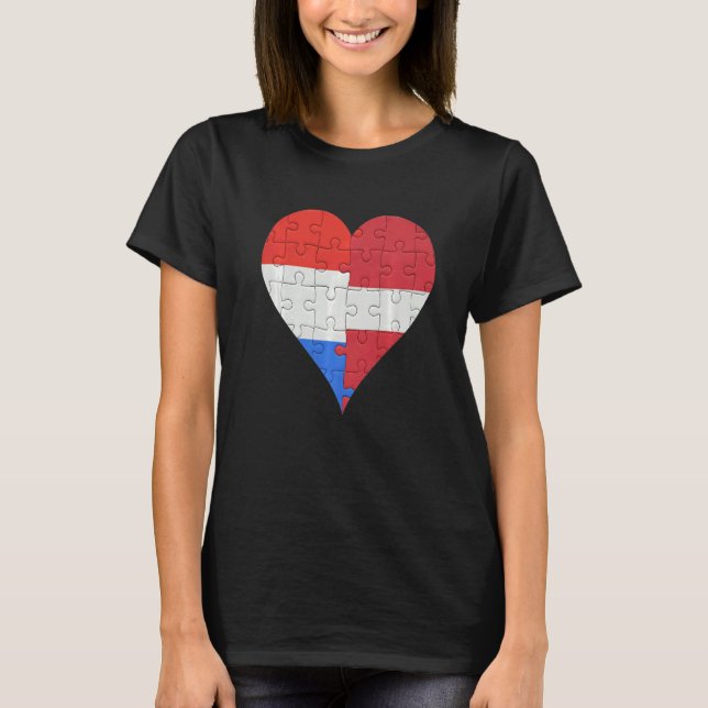 Lettisches Flaggenherz T-Shirt (Vorderseite)