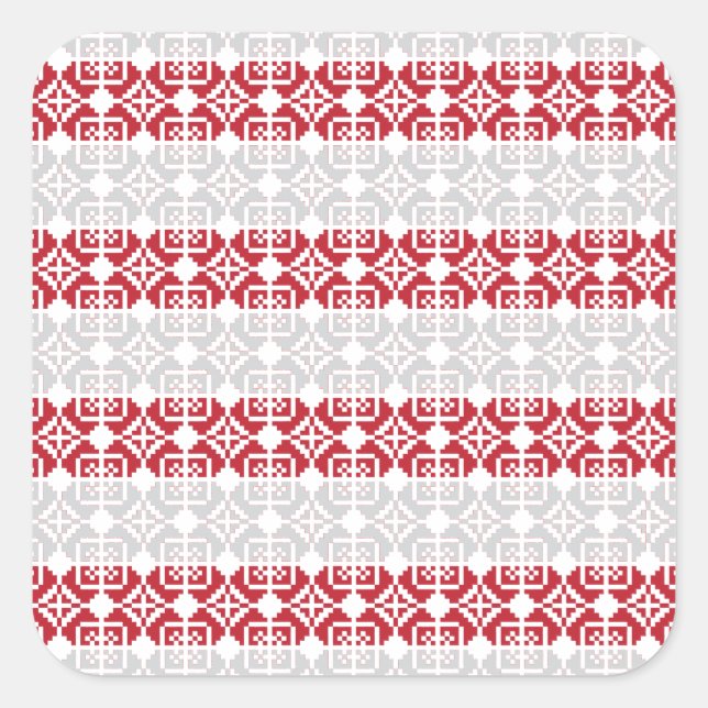 Lettisches Morning SUN geometrisches Muster II Quadratischer Aufkleber (Vorderseite)