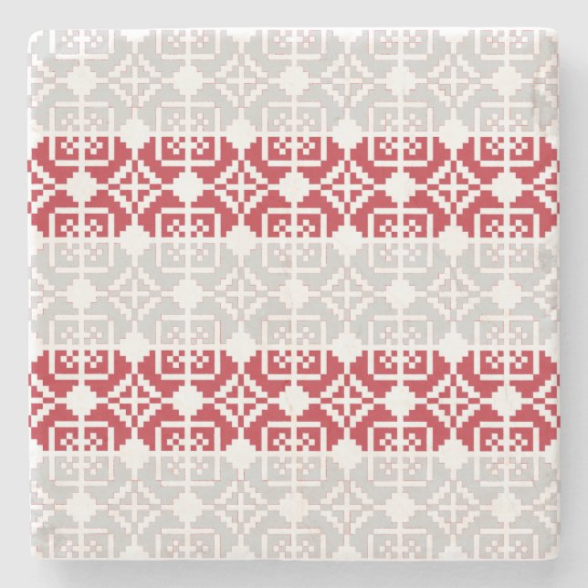 Lettisches Morning SUN geometrisches Muster II Steinuntersetzer (Vorderseite)