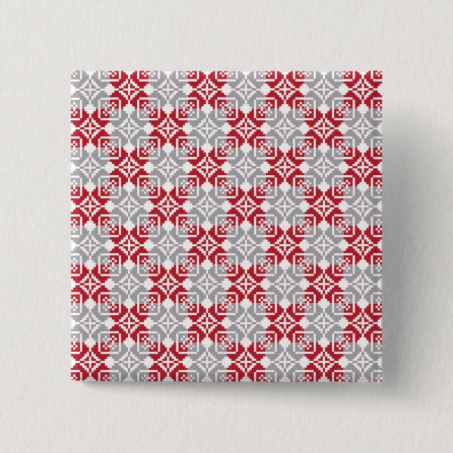 Lettisches Morning SUN geometrisches Muster III Button (Vorderseite)