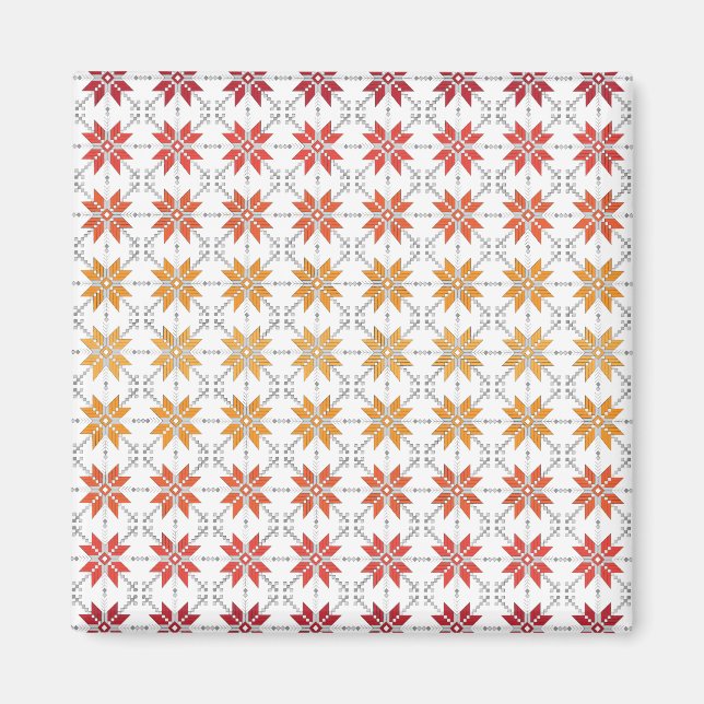 Lettisches Morning SUN geometrisches Muster IV Magnet (Vorne)
