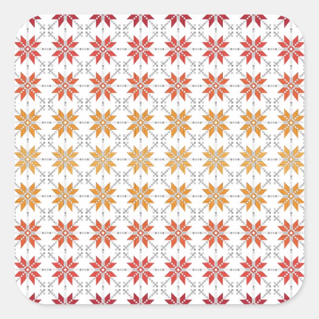 Lettisches Morning SUN geometrisches Muster IV Quadratischer Aufkleber (Vorderseite)