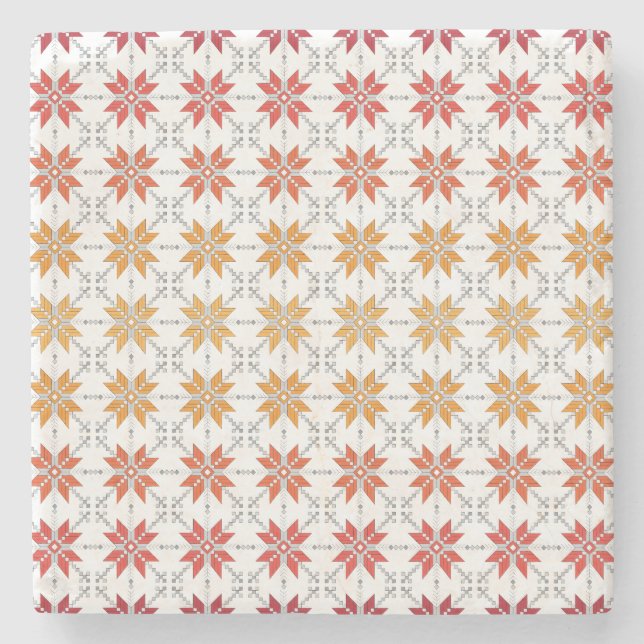 Lettisches Morning SUN geometrisches Muster IV Steinuntersetzer (Vorderseite)