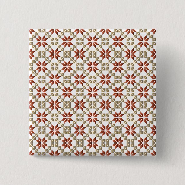 Lettisches Morning SUN geometrisches Muster IX Button (Vorderseite)