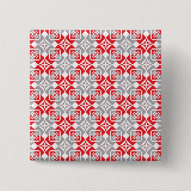 Lettisches Morning SUN geometrisches Muster VI Button (Vorderseite)