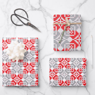 Lettisches Morning SUN geometrisches Muster VI Geschenkpapier Set