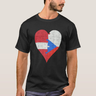 Lettisches tschechisches Flaggenherz T-Shirt