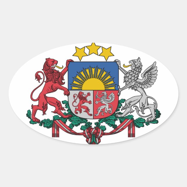 Lettisches Wappen Ovaler Aufkleber (Vorderseite)