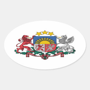 Lettisches Wappen Ovaler Aufkleber
