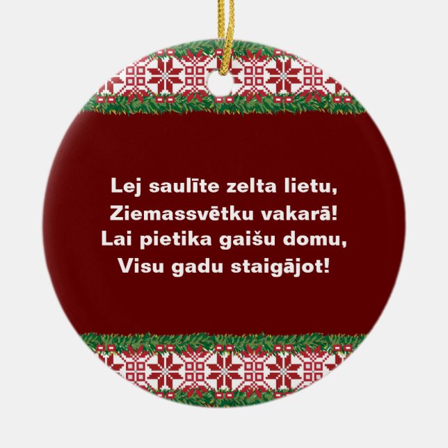 Lettisches Weihnachtsvolk Song I Tautasdziesma Keramik Ornament (Vorne)